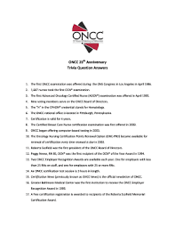 Displaying 22 questions associated with risk. Fillable Online Oncc 25th Anniversary Trivia Question Answers Oncology Fax Email Print Pdffiller