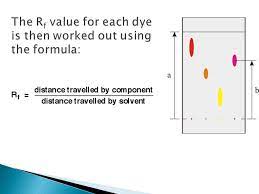 Rf value (in chromatography) the distance travelled by a given component divided by the distance travelled by the solvent front. Rf Value Formula