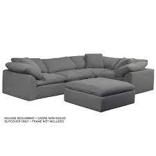 Seating area (without cushions) is 85 wide x 38 deep x 21 high from the floor. Sunset Trading Cloud Puff Slipcover Only For Modular Sectional Sofa 5 Pieces Performance Fabric Grey Rona