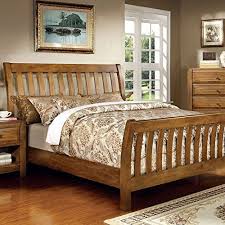 Amazon Com Conrad Country Style Rustic Oak Finish Cal King Size 6 Piece Bedroom Set Bed Frame Sets Oak Bed Frame King Size Bed Frame