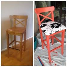 Love This Coral Paint On A Ikea Ingolf Bar Stool Blue Chairs Living Room Redo Furniture Furniture