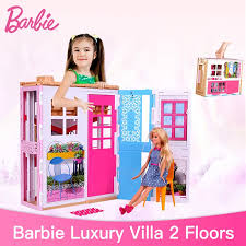 Casa barbie + barbies + acessórios. Genuine Barbie 2 Story House With Furniture Accessories Dreamhouse Set Toys For Girls Barbie House Chrismtas Gifts Dvv49 Dolls Accessories Aliexpress