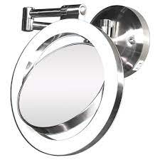 Zadro Surround Light 10x 1x Wall Mirror In Satin Nickel Slw410 The Home Depot Wall Mounted Magnifying Mirror Wall Mounted Makeup Mirror Lighted Wall Mirror