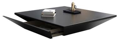 A glass coffee table makes for an elegant, subtle addition to the room, while a coffee table with storage is perfect for creating space for a striking centerpiece. Modern Black Large Square Coffee Table With Storage Drum Drawer Transitional Coffee Tables By Popicorns E Commerce Co Houzz