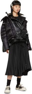 From Ssense S Closet Sacai Simonerocha Marni Black Down Biker Jacket Sacai