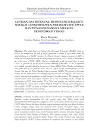 Pdf Lesbian Gay Bisexual Transgender Lgbt Sebagai Cosmopolitan Paradox Life Style Dan Penanganannya Melalui Pendidikan Tinggi
