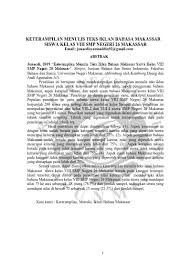 Ada beberapa langkah dalam penulisan teks iklan yang. Top Pdf Keterampilan Menulis Teks Iklan Bahasa Makassar Siswa Kelas Viii Smp Negeri 26 Makassar 123dok Com