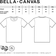 Bella Brand T Shirts Size Chart 2019