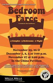 The comedy concerns one quite eventful saturday night and is entirely set in people's the first bedroom is occupied by an ageing pair, delia and ernest, who are celebrating their wedding anniversary, the second by malcolm and. Wwcc Theatre Arts Presents Bedroom Farce Walla Walla Community College
