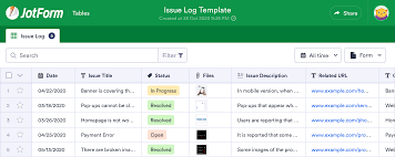 The topics discussed in these slides are . Issue Log Template Jotform Tables