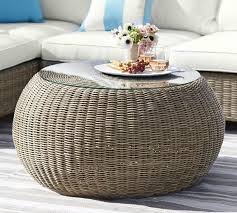 Torrey All Weather Wicker Coffee Table Pouf Natural Wicker Coffee Table Coffee Table Pouf White Wicker Patio Furniture