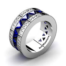 Black And Blue Rings For Men Mens Modern Italian 950 Platinum Triangle Black Diamond Blue Sapphire Channel Cluster Engraved Wedding Band R777e Platbsbd Emerald Wedding Band Wedding Band Engraving Gemstone Wedding Bands
