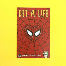 Repost Getalifedesigns This Spidey Love Pin Is Available From Your Friendly Neighbourhood Pin Man Getalifedesi Pin And Patches Backpack Patches Lapel Pins