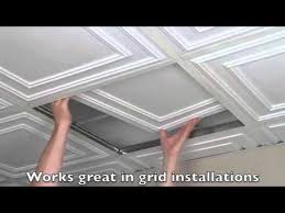 Ceilume Cambridge White 2 Ft X 2 Ft Lay In Or Glue Up Ceiling Panel Case Of 6 V3 Cam 22wto 6 The Home Depot Ceiling Panels Dropped Ceiling Basement Makeover