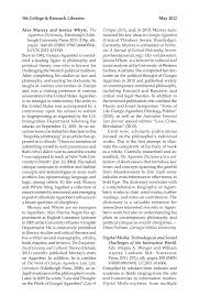 PDF) Alex Murray and Jessica Whyte. The Agamben Dictionary. Edinburgh:  Edinburgh University Press, 2011. 219p. alk. paper, $40.00 (ISBN  9780748640584). LCCN 2011-431345.