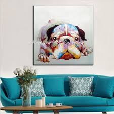 A white sofa matching the wall and floors sets the the living room is furnished with claret armchairs (right) and a hexagonal table by rose tarlow. Mintura Art Hand Painted Acrylic Canvas Oil Paintings Colorful Dog Modern Abstract Animal Wall Art Kid S Room Decor No Framed Onshopdeals Com