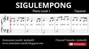 Not Balok Sigulempong Piano Level 1 Lagu Daerah Tapanuli Doremi Youtube
