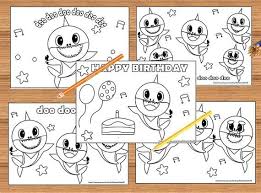 Baby Shark Song 10 Coloring Pages Super Simple Coloring Etsy Shark Coloring Pages Baby Shark Song Baby Shark