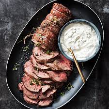 Place beef on a rack on a rimmed baking sheet. Herb Crusted Beef Tenderloin With Horseradish Sauce Tracy Ash