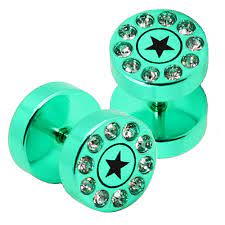 V067 fake cheaters faux illusion ear plugs 16g checkered spiral weed logo 0g 8mm. Tumundo 2 Ohrstecker Fakeplugs Fake Tunnel 10mm Edelstahl Plug Strass Glitzer Stern Ohr Piercing Versandra Dein Shop Fur Schmuck Haushalt Und Metallwaren