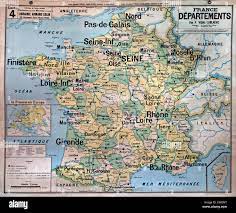 Wall Map Of France Old School Wall Map France French Cartography Stock Photo - Alamy