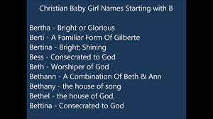 Currently we have 294 girls names beginning with letter j in our christian collection. Christian Baby Girl Names B Youtube