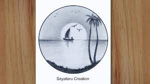 Sunset Scenery Drawing In Pencil For Beginners Step By Step Sea Beach Geometric Artwork Drawings Disney Drawings Sketches