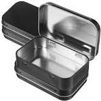 Slide Top Tins 5-Pack Mini Tin Storage Boxes - Slide Top Metal Containers  2.36" X 1.34" (Black) Small Metal Storage Organizers 60x34mm