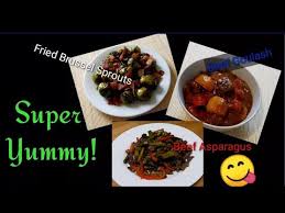 Make this goulash in the oven or the slow cooker. Beef Goulash Fried Brussel Sprouts Sauteed Beef Asparagus My Own Cooking Version And Recipes Paprika Spice