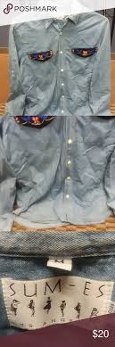 Vintage Sum Es Jean Long Sleeve Shirt Southwestern Vintage Sum Es Jean Long Sleeve Shirt Southwestern Size Med Long Sleeve Denim Shirt Long Sleeve Shirts Denim