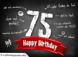 Komplimente Geburtstagskarte Zum 75 Geburtstag Happy Birthday