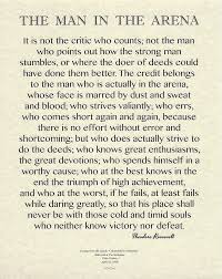 Not the man who points out how the strong man stumbled, or where the doer . The Man In The Arena On Antique Parchment Roosevelt Quote Drawing By Desiderata Gallery