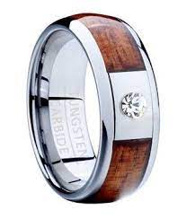 Tungsten Wedding Band For Men With Koa Wood Inlay And Cz Aliancas De Casamento De Tungstenio Aliancas De Casamento Para Homens Pulseiras Para Homens