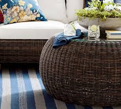 Polyethylene coffee table / garden pouf. Buy Torrey All Weather Wicker Coffee Table Pouf Online Pottery Barn Uae