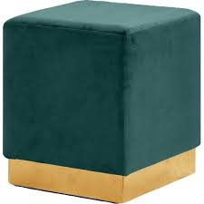 Storage ottoman ottomans & storage ottomans : Deep Green Square Velvet Ottoman Footstool Gold Base Meridian Furniture Velvet Ottoman Ottoman Stool