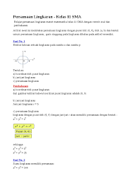 Persamaan lingkaran yang berpusat di (0,0) memiliki bentuk : Ling 02