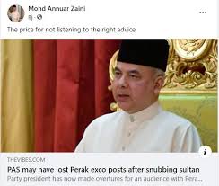 Katanya, presiden umno, datuk seri dr ahmad zahid hamidi turut diperkenan sultan nazrin untuk. Pas Hilang Exco Selepas Tidak Dengar Nasihat Yang Betul Kata Istana Perak Denyutreformasi