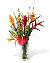 Faux Orchids Heliconiatropical Flower Arrangement Artificial Flower Arrangements Tropical Flower Arrangements Silk Flower Arrangements