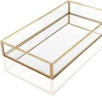 Dekotablett Glas Gold, Tablett Deko Spiegel, Kosmetik Tablett Gold,  Spiegeltablett Dekotablett, Kosmetik Organizer Aufbewahrung Tablett, für ...