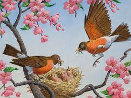 Рисунок птицы на дереве