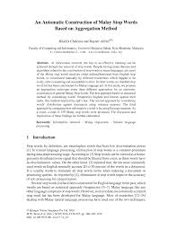 Pdf An Automatic Construction Of Malay Stop Words Based On Aggregation Method