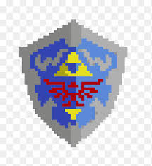 So you can create in your minecraft game a wall representing a photo of a loved one, a logo, a drawing or anything you can imagine. Minecraft Link Pixel Art Hylian Shield Logo Shield Png Pngegg