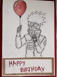 Kakashi Birthday Card Happy Birthday Cards Happy Birthday Drawings Birthday Cards