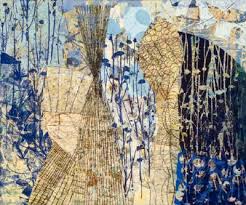 She collages thin papers, which she has monoprinted, onto paper or canvas. Eva Isaksen U S Department Of State
