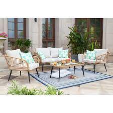 Dukeliving Saint Lucia Deluxe Rattan Outdoor Furniture 4 Piece Lounge Set Rattan Outdoor Furniture Outdoor Sofa Outdoor Dining Furniture