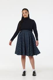 Sophie Blue Knee Length Skirt | Plaid Midi Skirt | Midi Swing Skirt –  Timeless London