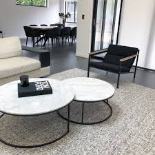 Globe West Elle Round Marble Nest Coffee Tables Ronde Salontafel Salontafel Interieur