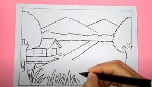 Pemandangan ini komposisi warnanya cukup pas dan hasil goresannya pun enak dilihat. Cara Menggambar Pemandangan Alam Yang Mudah Dan Indah Bagi Pemula Dizeen Cara Menggambar Pemandangan Gambar
