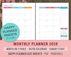 Happy Planner Inserts Monthly Planner 2019 Printable Planner Monthly Calendar Mo2p Monthly Planner Refills 7 X 9 25 Mont Planner Inserts Happy Planner Monthly Planner