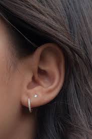 diamond huggie hoop earrings in 14k gold earings piercings ear jewelry ear piercing studs